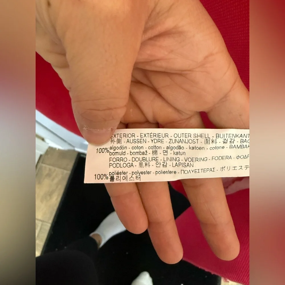 Zara hot pink oversized cotton weave coat size XL Long 3/4 Sleeve - Picture 6 of 7